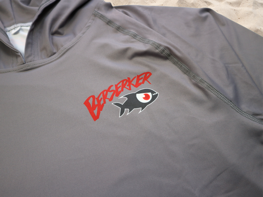 Berserker Performance Fishing Hoodie Grey Red Emperor