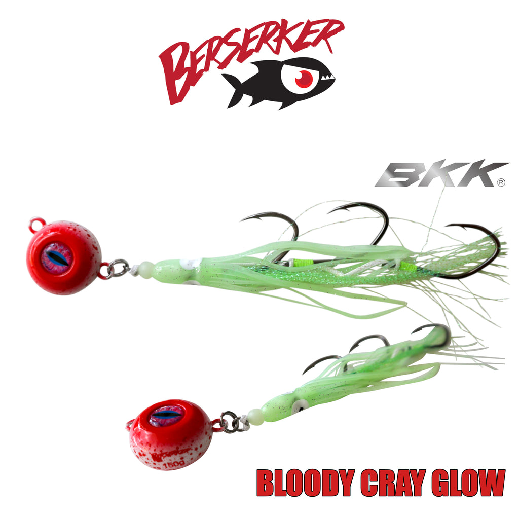 bloody fishing hook Berserker Hybrid Fishing Jig Lure Bloody Cray Glow – Berserker Fishing
