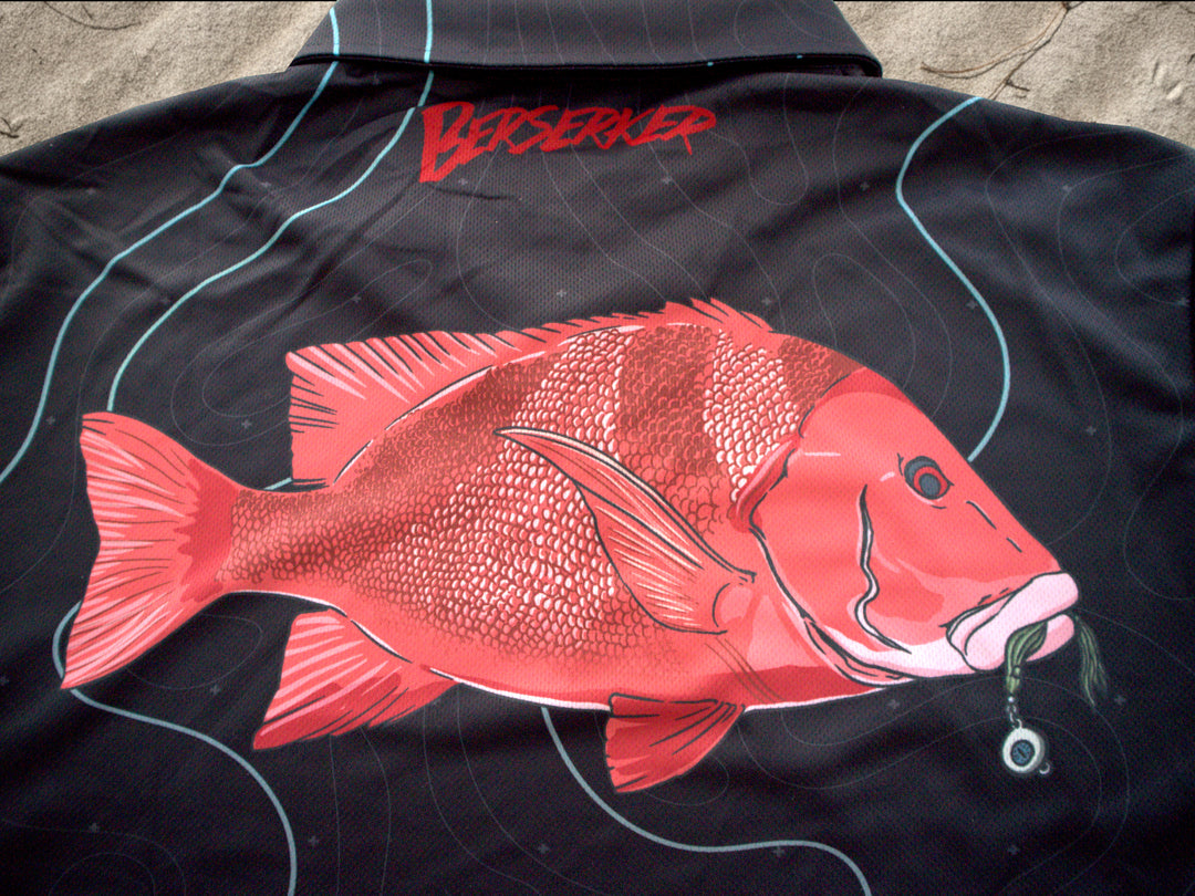 Midnight Contour Fishing Jersey - Red Emperor Edition