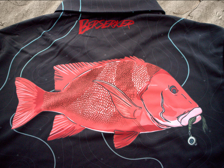Midnight Contour Fishing Jersey - Red Emperor Edition