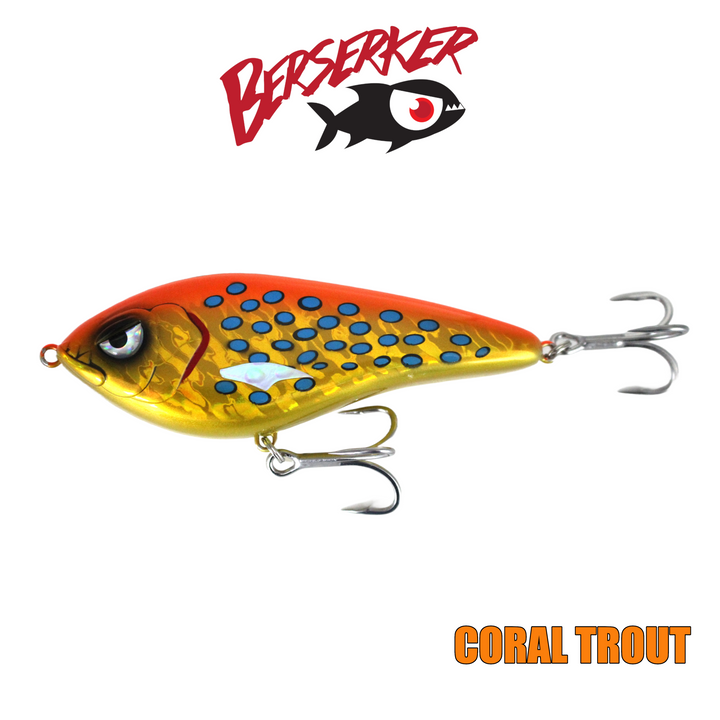 Berserker RipGlide Slow Sinking Stickbait  - Coral Trout UV Glow