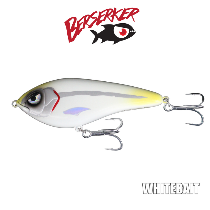 Berserker RipGlide Slow Sinking Stickbait  - White Bait Glow