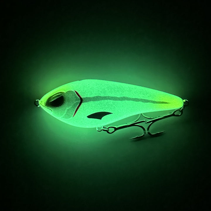 Berserker RipGlide Slow Sinking Stickbait  - White Bait Glow